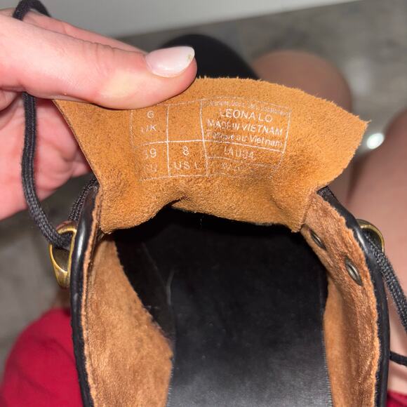 Dr. Martens Leona Lo Smooth Leather Heeled Lace-Up Platform Shoes – Black Size 8 - Picture 15 of 15